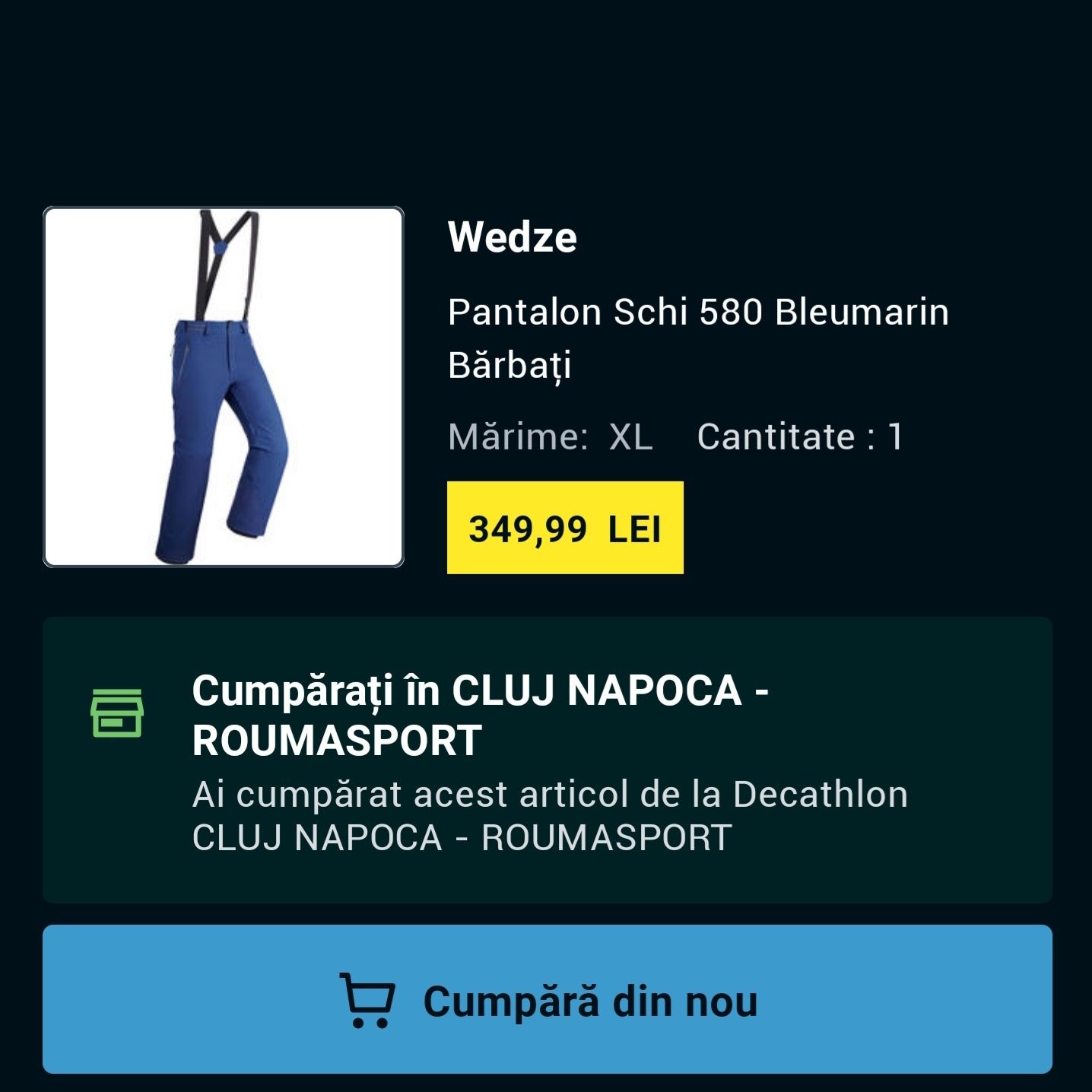 Echipament schi/ski (Geaca + Pantaloni) Wedze 580 (8000)