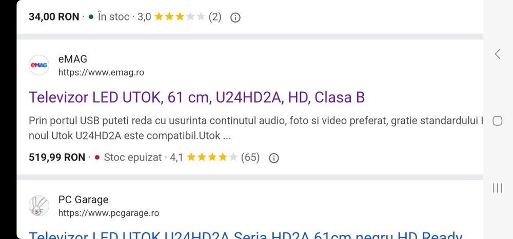 Vand Tv Utok Diagonala 61 cm