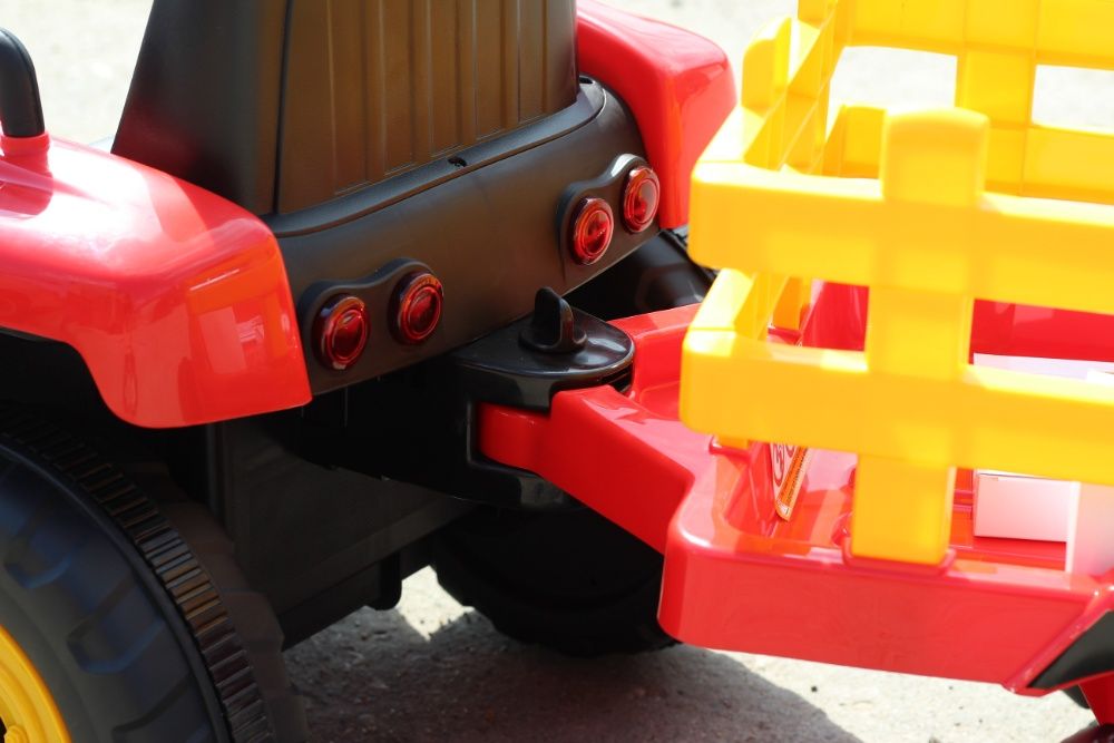 Tractor electric pentru copii BJ611 70W 12V cu Remorca inclusa #Rosu