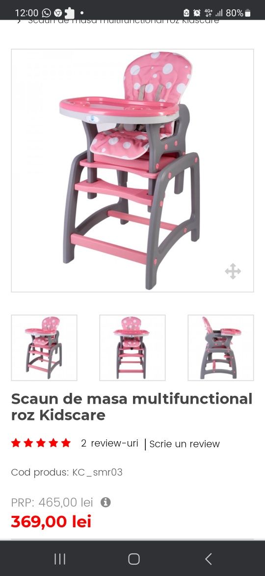 Scaun de masa 2 in 1