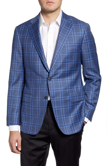 Sacou blazer de lux 42 XL casual Oscar Jacobson NOU lana moale carouri