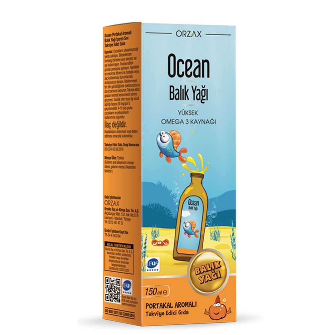 Orzax Ocean Omega 3 Orange Fish Oil Liquid 150 ml / Омега 3 для детей