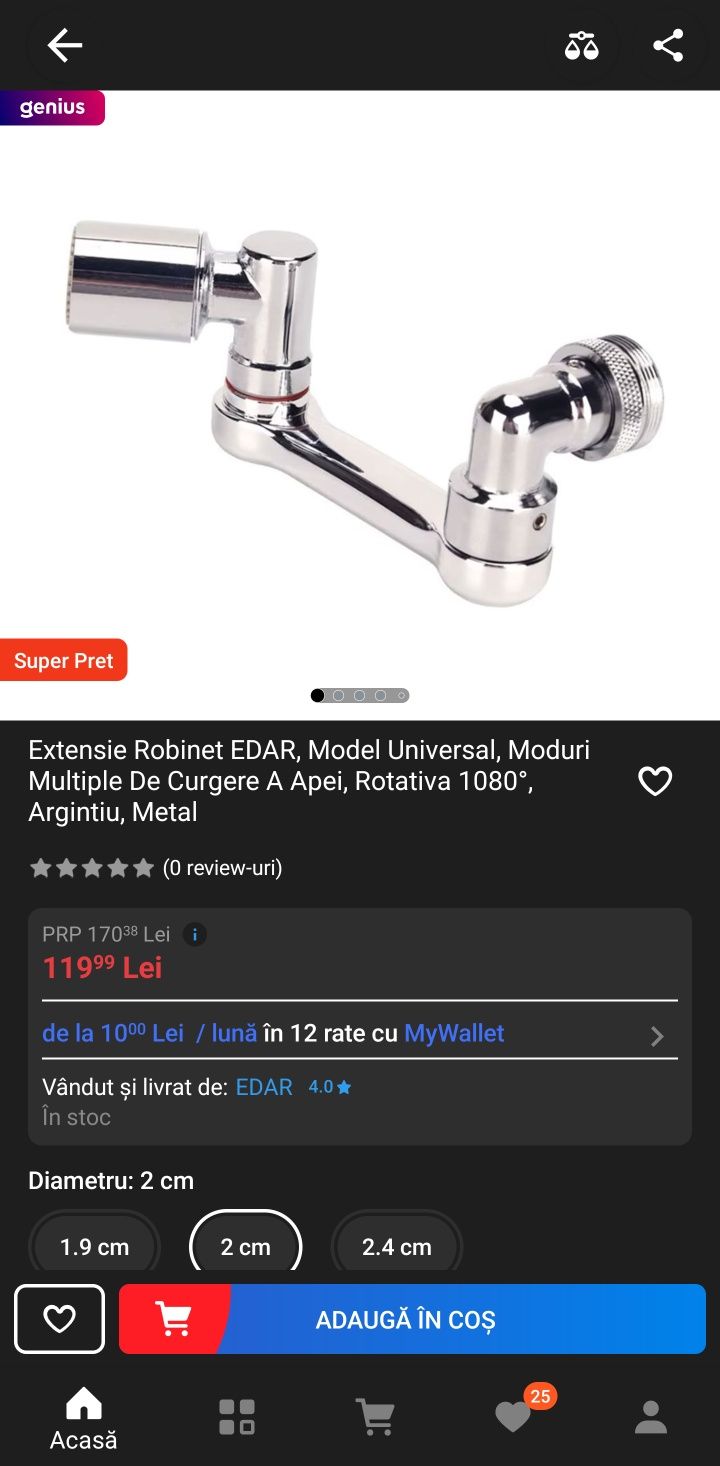 Extensie robinet rotativa