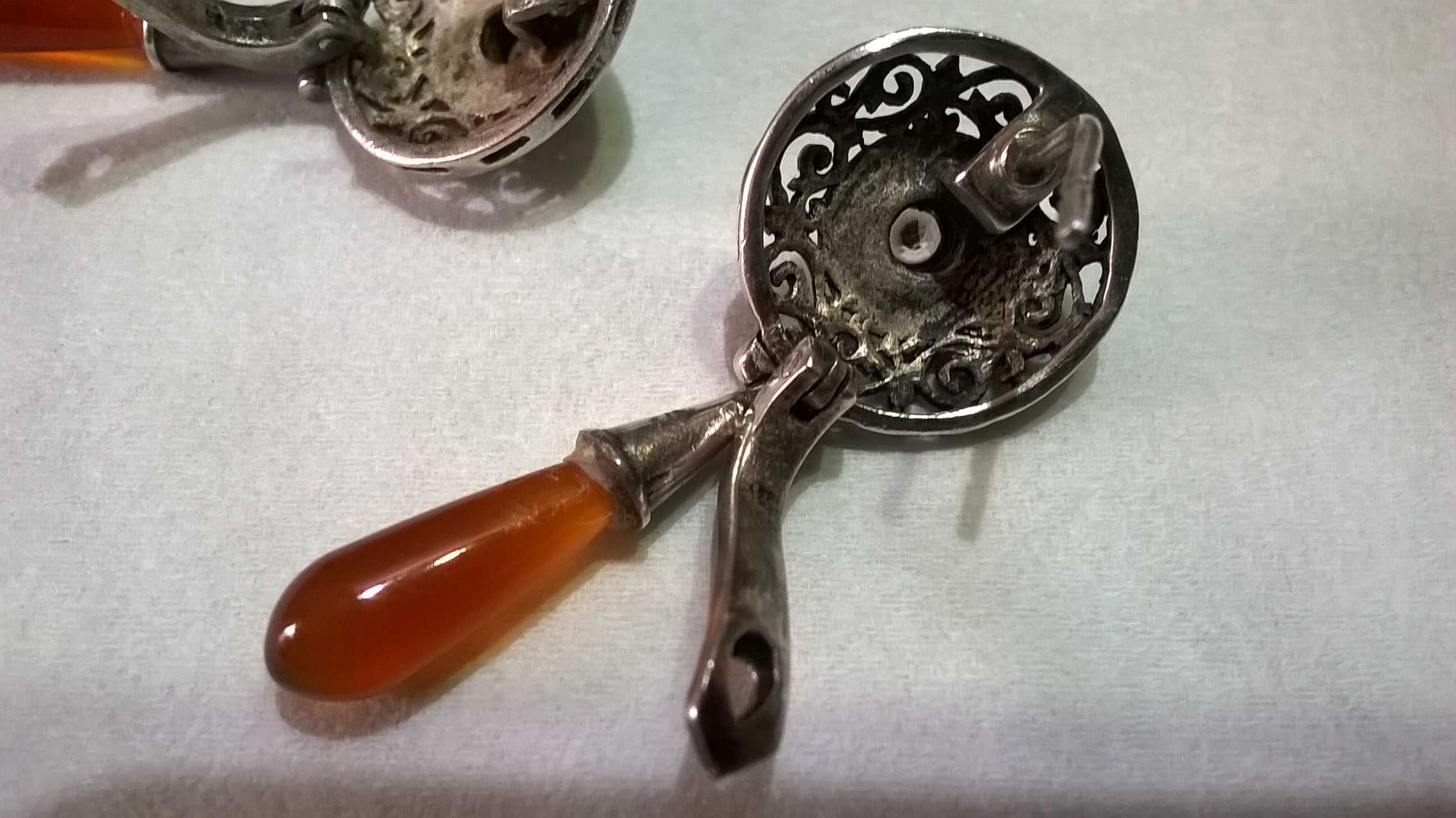 cercei argint 1930 deosebiti lucrat manual chihlimbar cristal diamant
