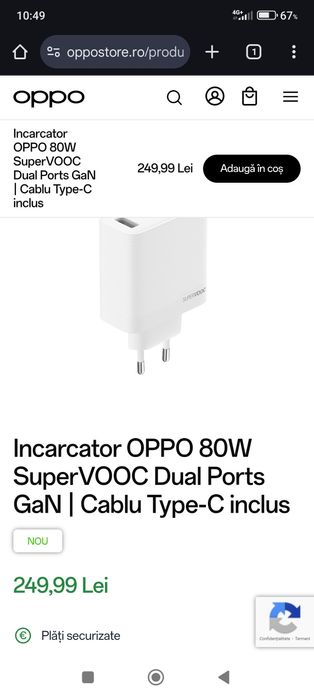 Încărcător original oppo supervooc 80w