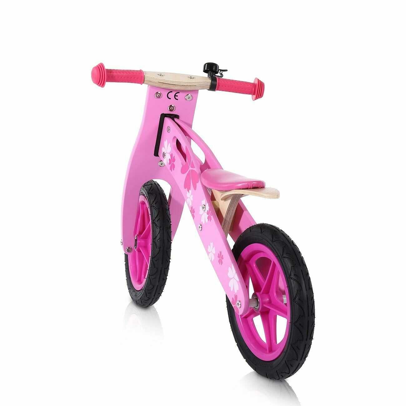 Bicicleta fara pedale din lemn copii, Baby Vivo, roz