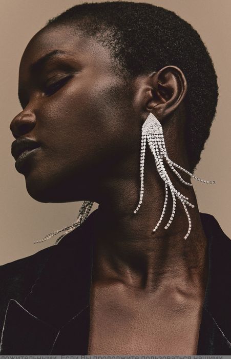 Cercei lungi statement H&M cristale eleganti petrecere