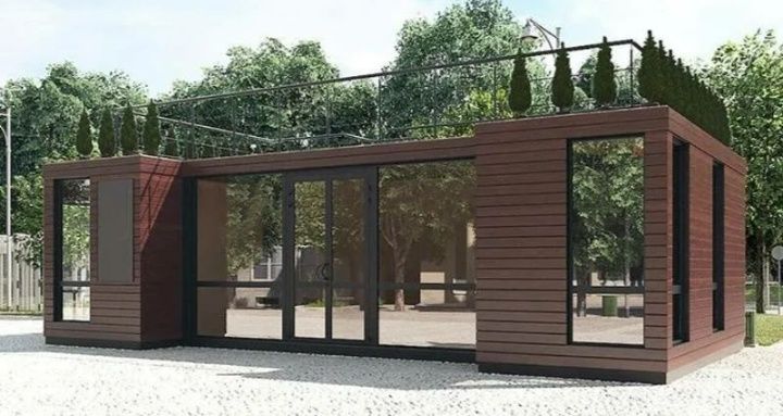 Торговый павильон из контейнера и металлаконструкции