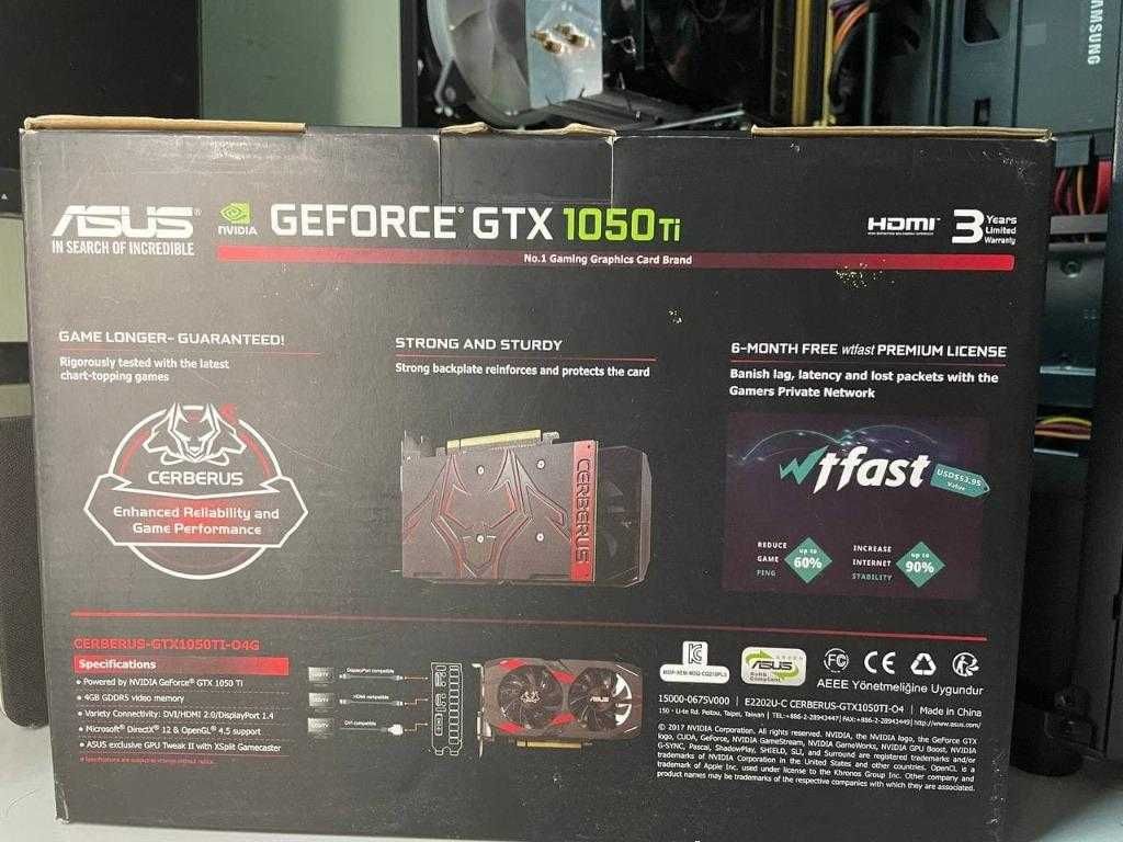 Видео картa ASUS CERBERUS GeForce GTX 1050 Ti OC, 4GB, GDDR5, 128bit