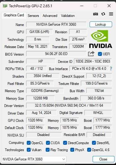 HP RTX 3060 12Gb DDR6 Новая
