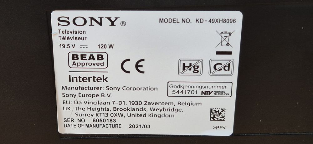 Sony KD-49XH8096 Android, 4k, UltraHD, Smart, WiFi