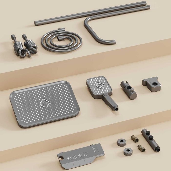 Coloană de duș WRMING  cu termostat duș tip ploaie cu baterie și  duș