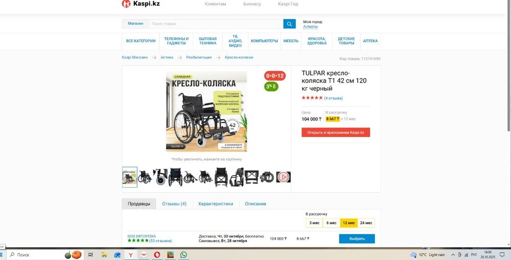 Инвалидное кресло Tulpar