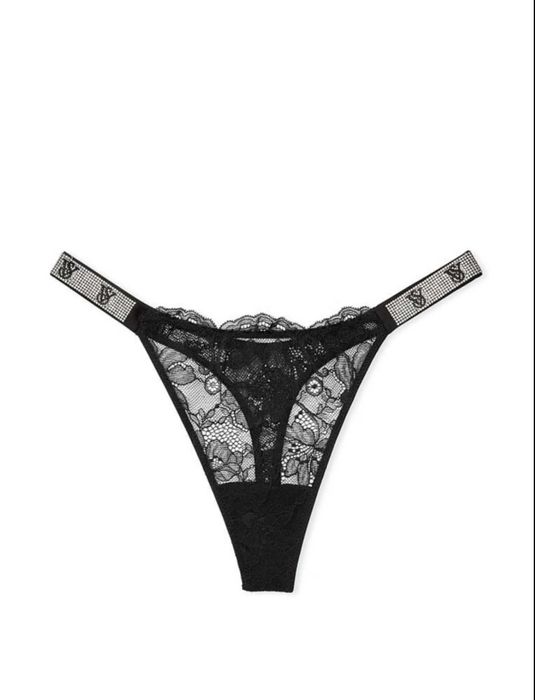 Victoria's Secret - Chiloti Tanga din Satin, Dantela cu pietre VS.
