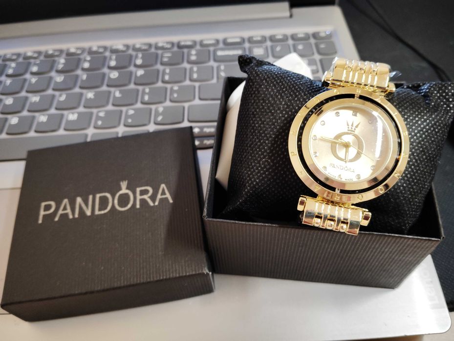 Ceas PandorA cu cadran rotativ auriu,argintiu,auriu rose +cutie neagra