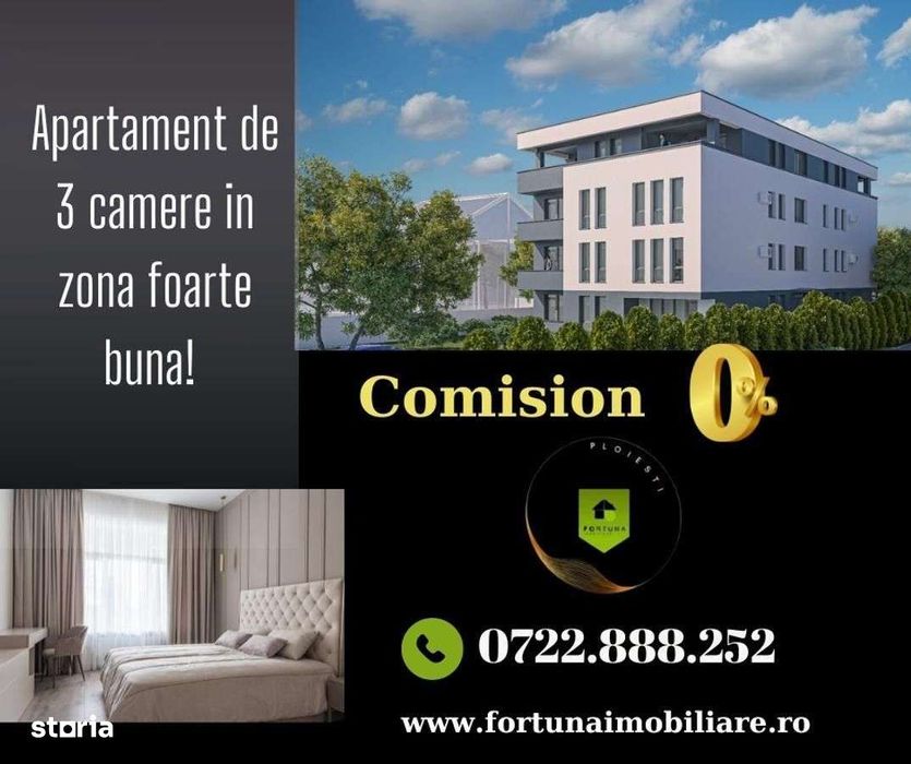 *Anunț Vânzare Apartament 3 Camere - Bloc Nou, Zonă Excelentă