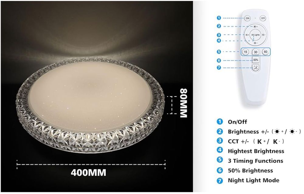 LED Таванна Лампа Димируема 3000K- 6500K  с Дистанционно