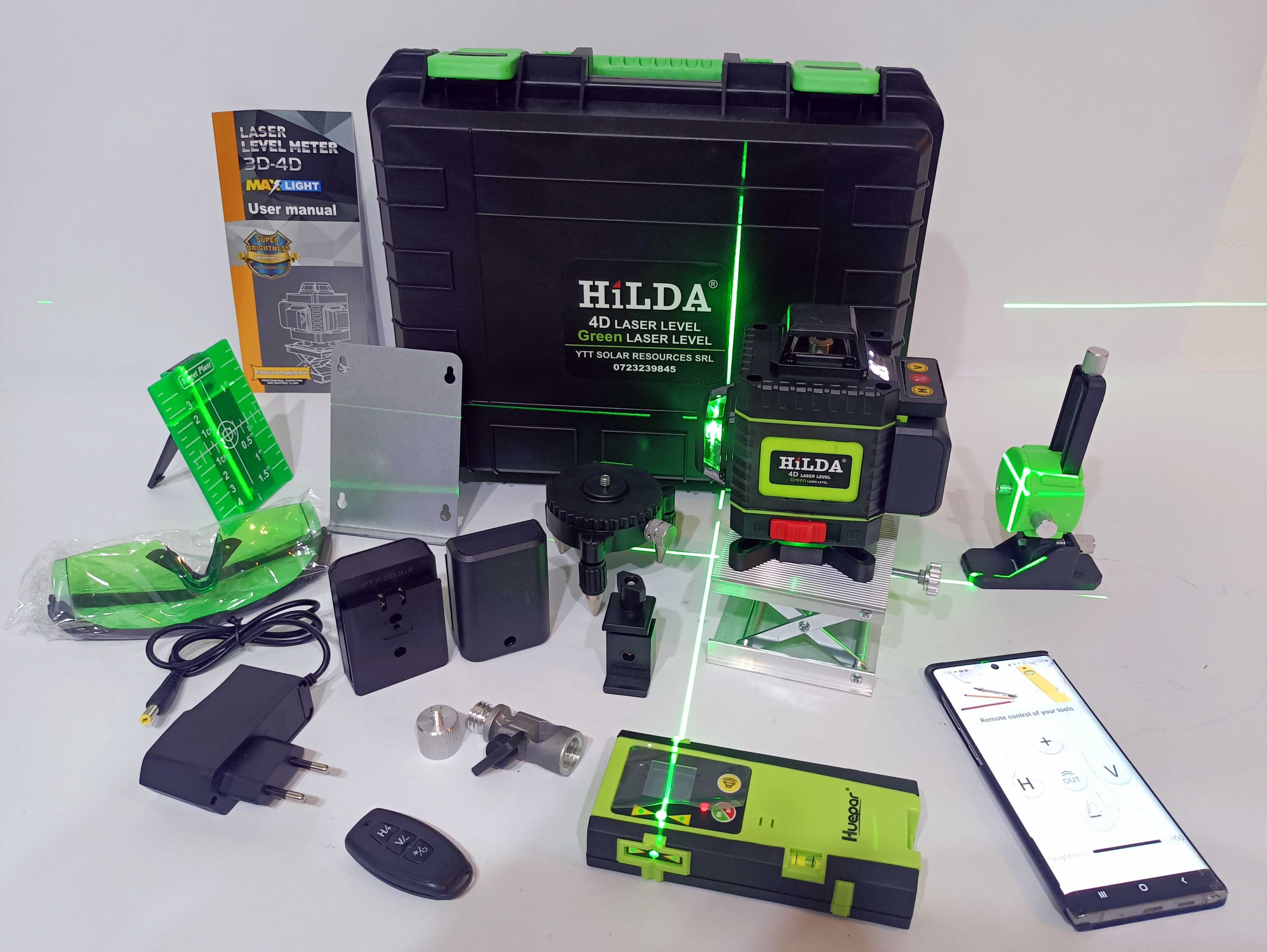 Nivela laser HILDA PULSE 4D 16 linii 2 baterii (funct. cu detector)