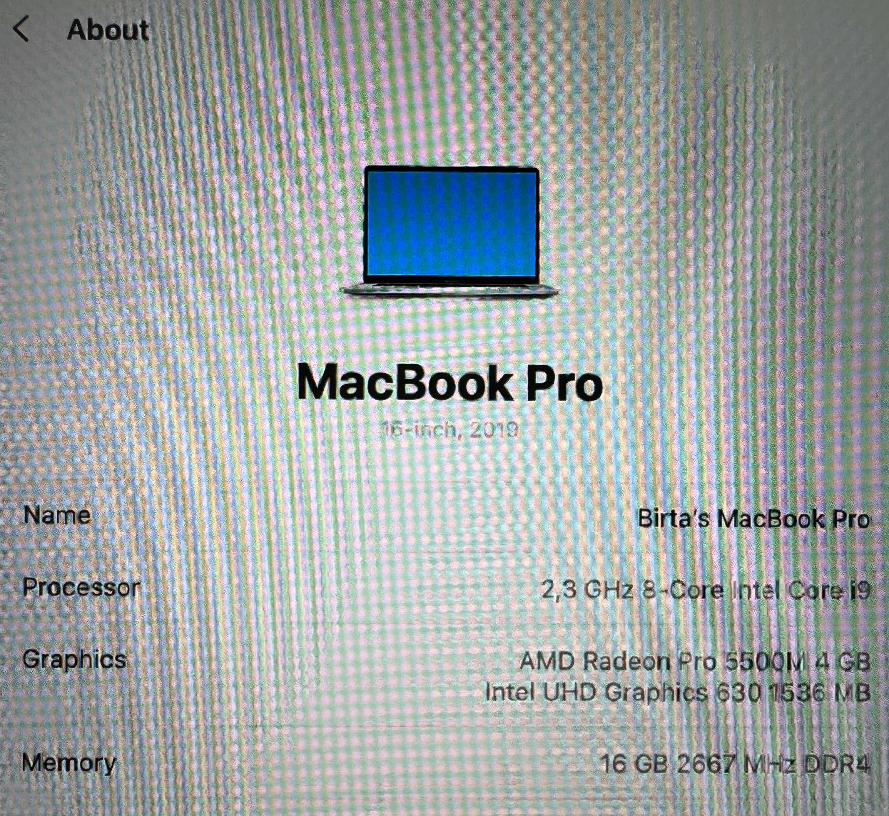 MacBook Pro I9, 2019, i9 1TB