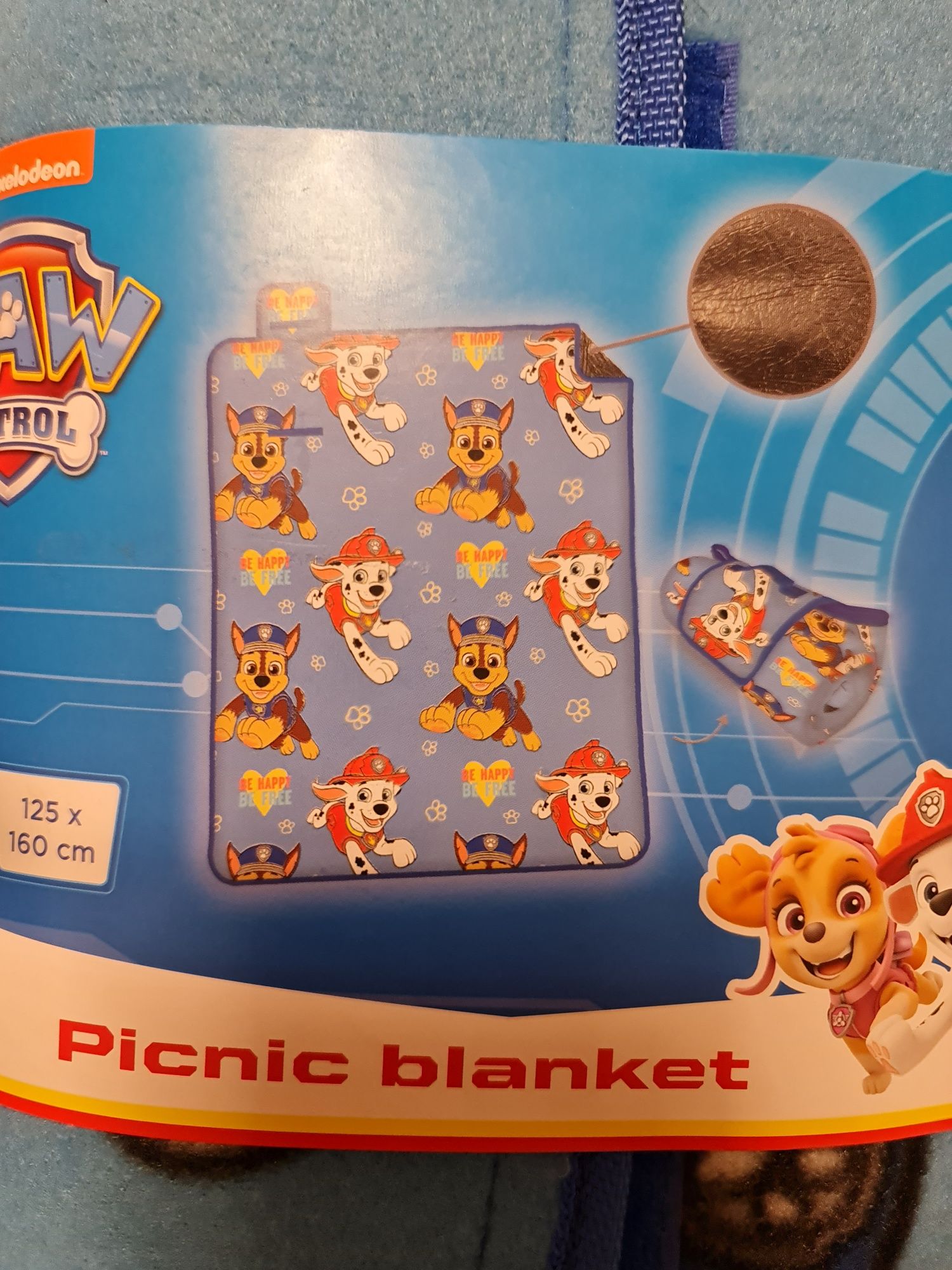 Paturica picnic Paw Patrol 125x160cm, patura NOUA, albastra