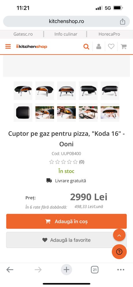 Cuptor pizza pe gaz koda 16