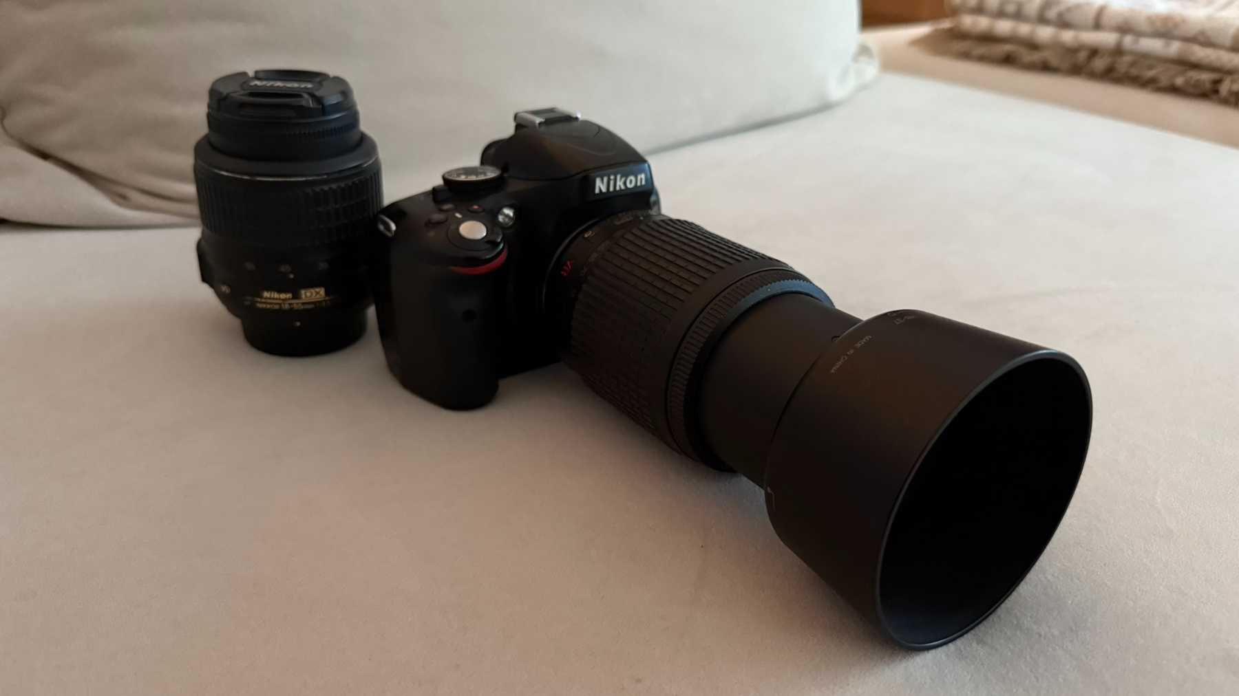Nikon D5100 + обектив 18-55мм (китов) + обектив 55-200мм + аксесоари