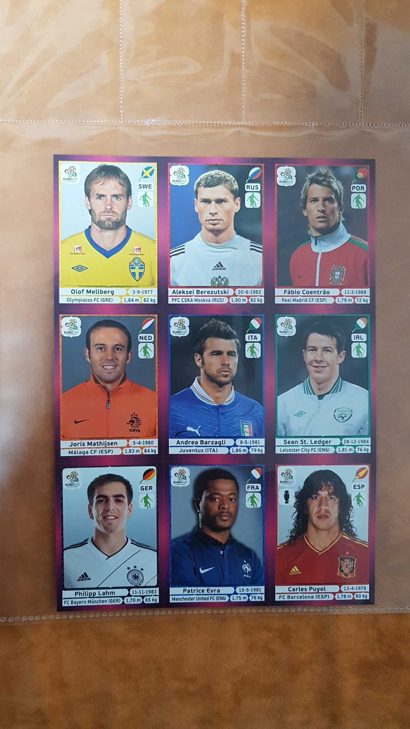 Stickere sheet Euro 2012 (Puyol, Lahm, Evra etc.)
