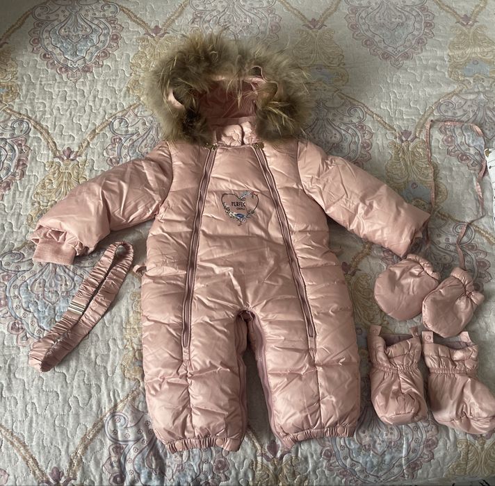 Комбенизон зимний для девочки от 3 до 12 месяцев