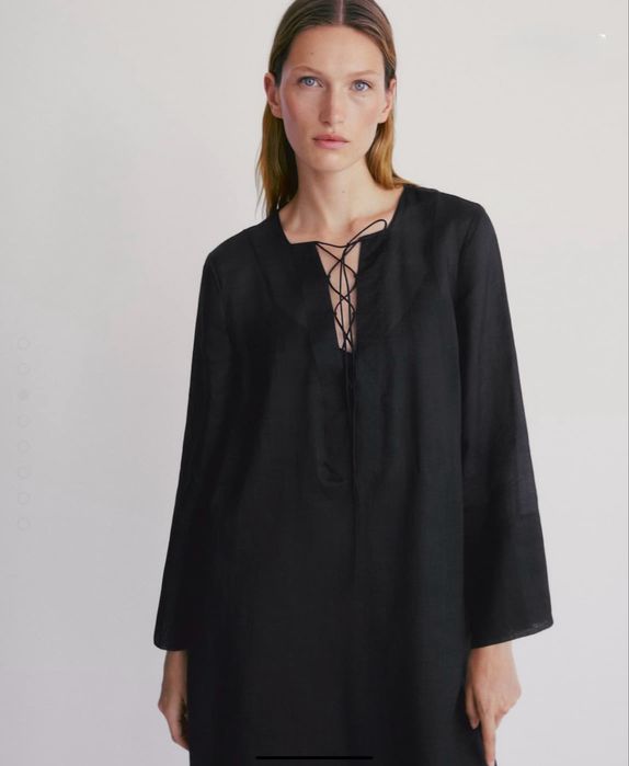 Платье-туника Massimo Dutti из чёрной рами