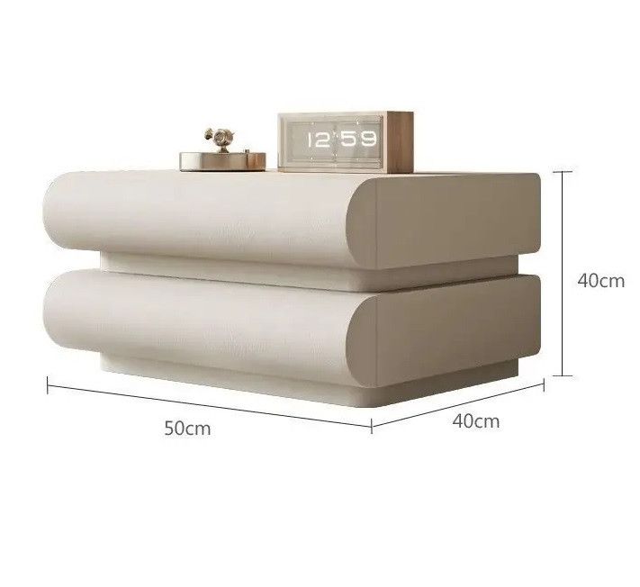 Set 2 noptiere cu 2 sertare din lemn masiv,piele ecologica,50x40x40cm