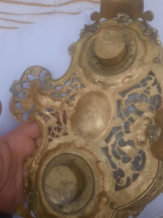 Calimara,suport pana din bronz necurățate, frumos gravata