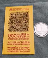 Moneda de argint 500 ani de tipăr  pe teritoriul românesc