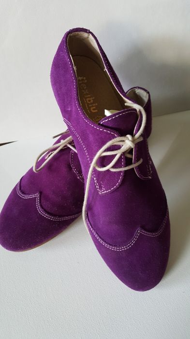 Pantofi oxford piele intoarsa mov