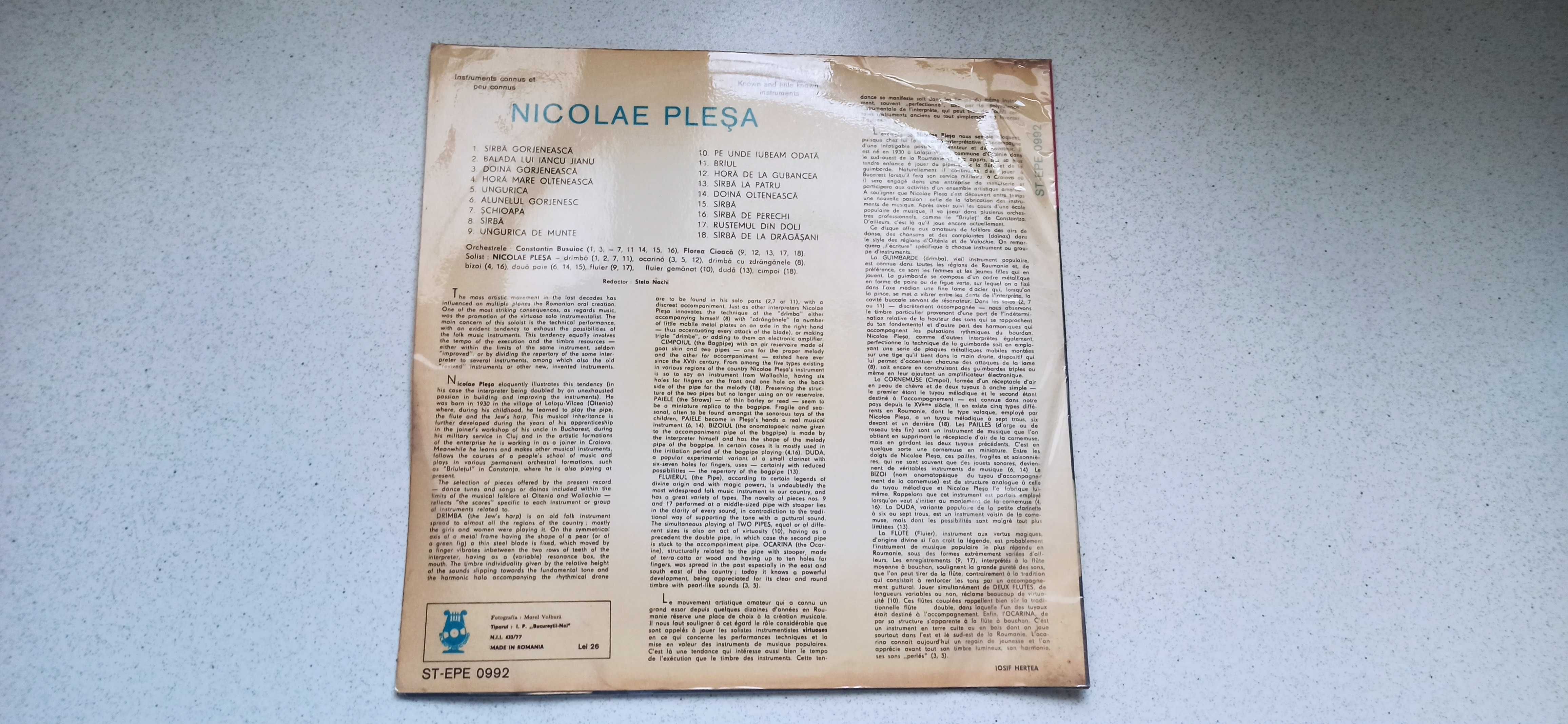 Discuri vinil Nicolae Pleșa