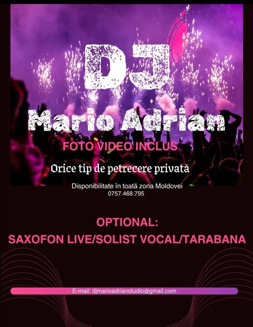 Dj MarioAdrian Studio ofera servicii zona Moldovei.