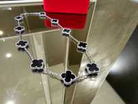 Van Cleef & Arpels VCA Silver Black 10 Motifs Alhambra Дамско Колие