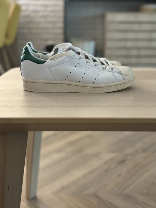 Adidas Mens Stan Smith, White and Green, Leather Sneakers
