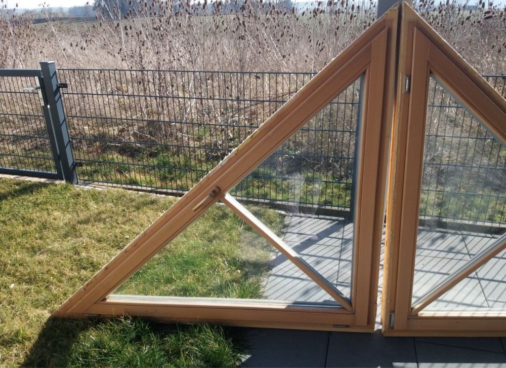 FEREASTRA LEMN ALU triunghi termopan casa cabana mansarda H 170x L 148