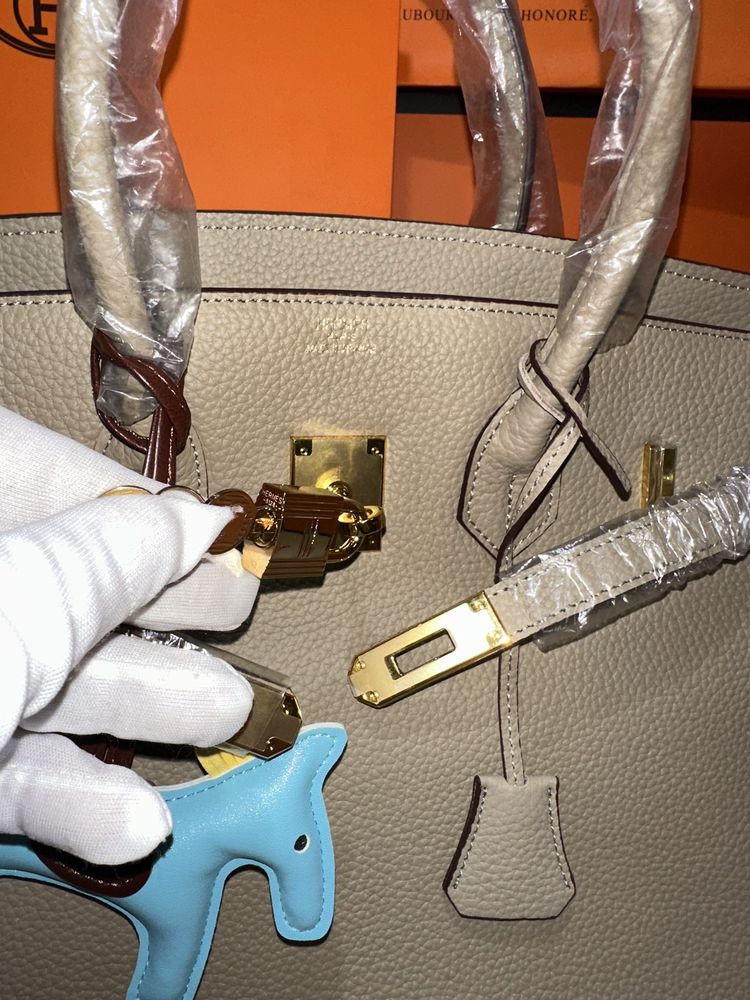 Geanta Hermes Birkin 35cm Gri/Piele naturala 100%/Punga/Cutie Hermes