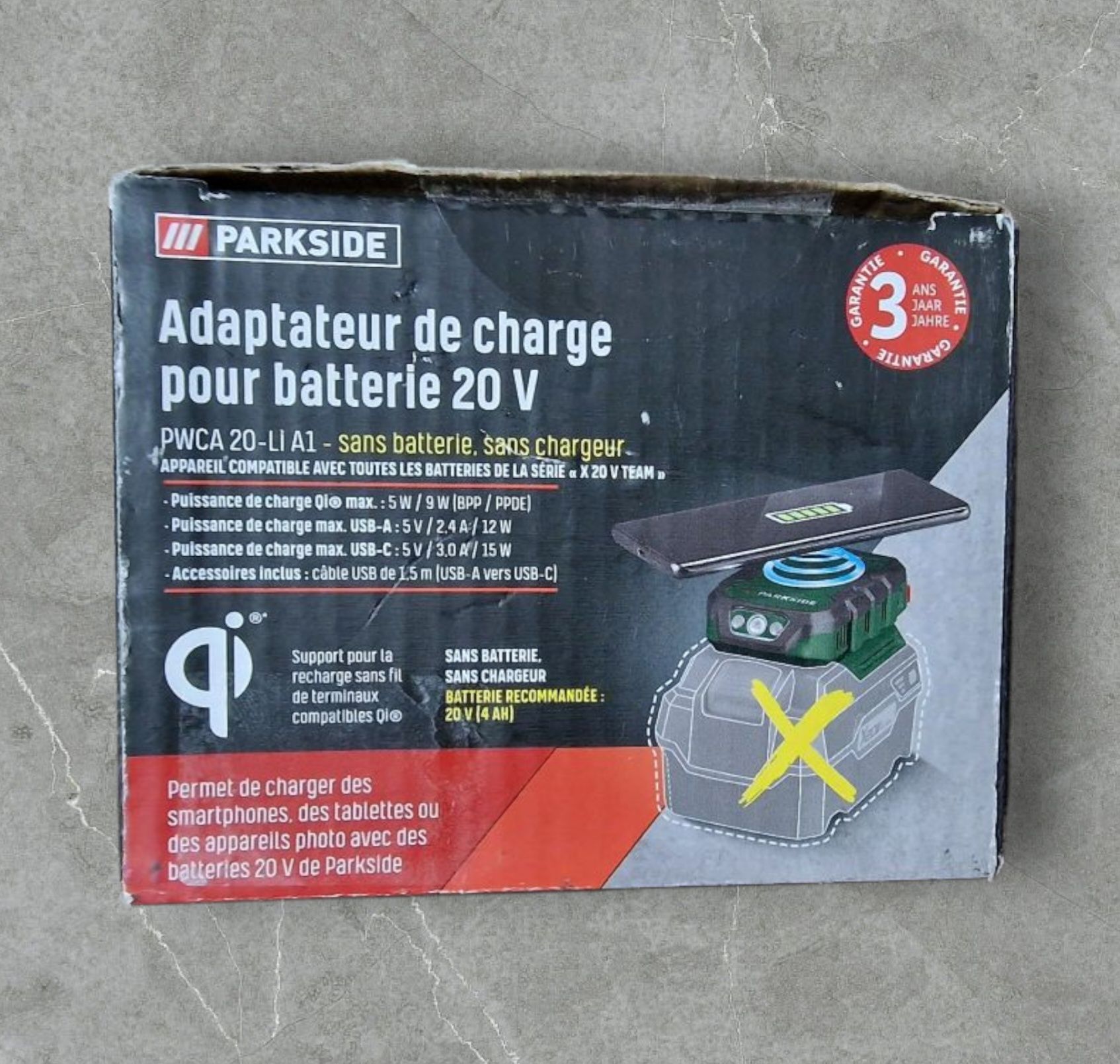 Adaptor baterie wireless cu lumina led PARKSIDE