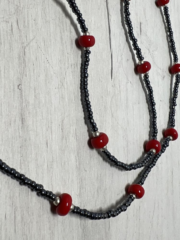 Colier vintage din hematite, coral si argint