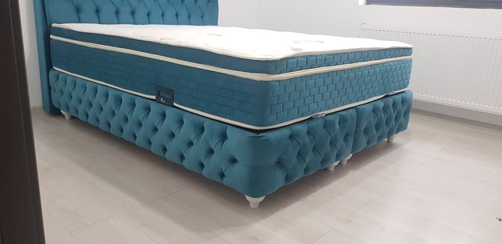 Pat tapitat ODESSA 140/160/180x200 cadru+somiere METALICE+CATIFEA