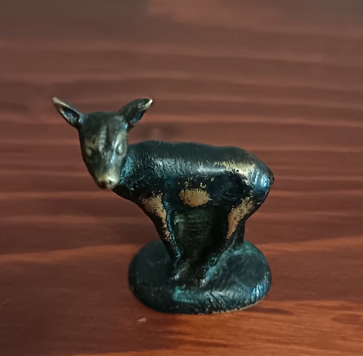 Стара антикварна бронзова фигурка елен. Рядка находка