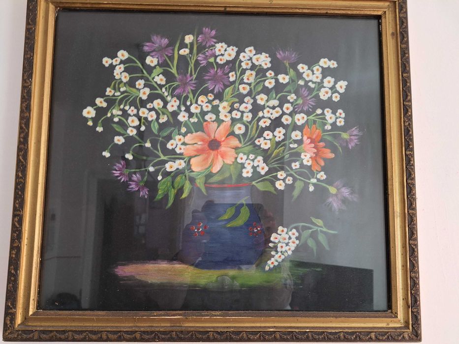 Tablou vechi 50 x 50 cm, rama lemn + sticla protectie