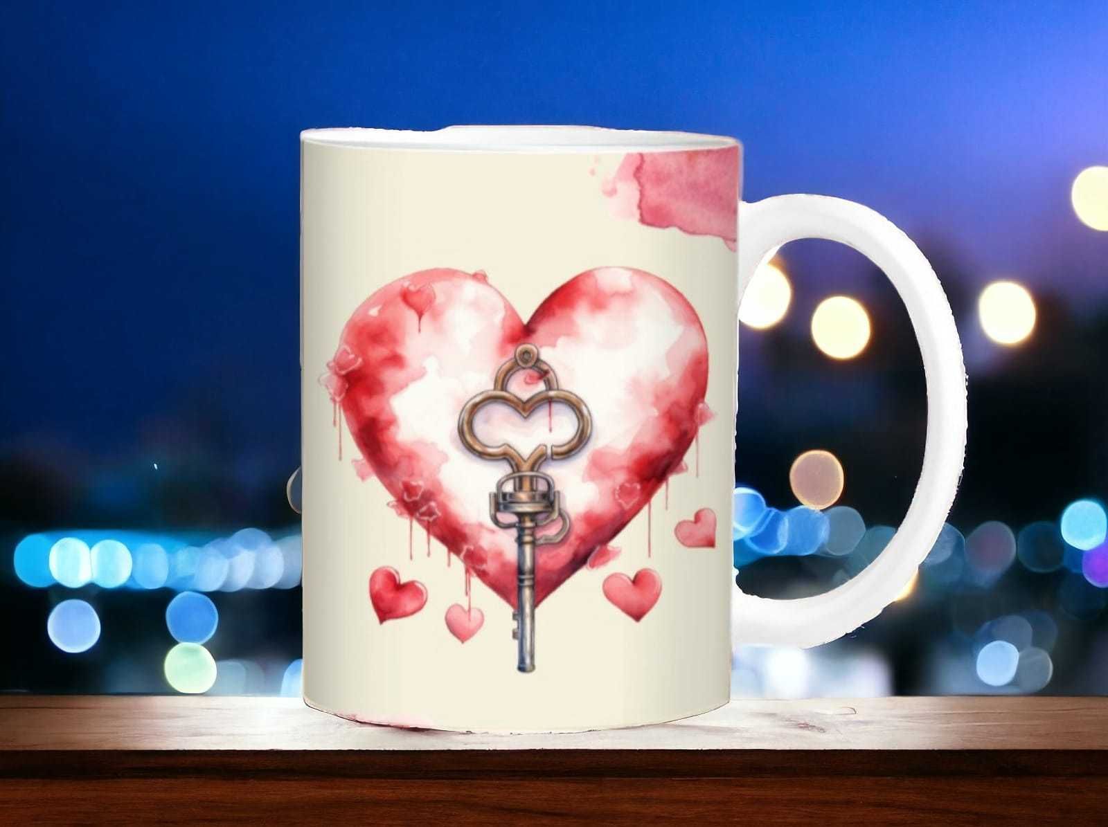 Cana personalizata, Love key, Ceramica, Alb, 350 ml