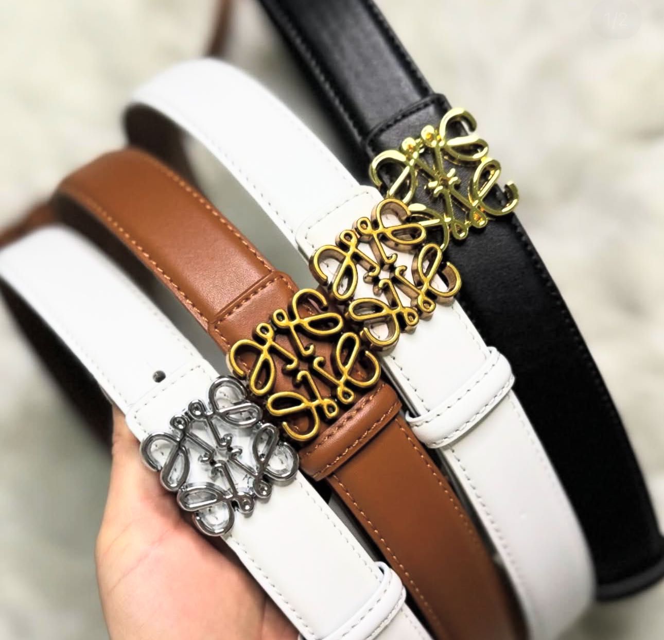 Колан от естествена кожа Loewe с кутия