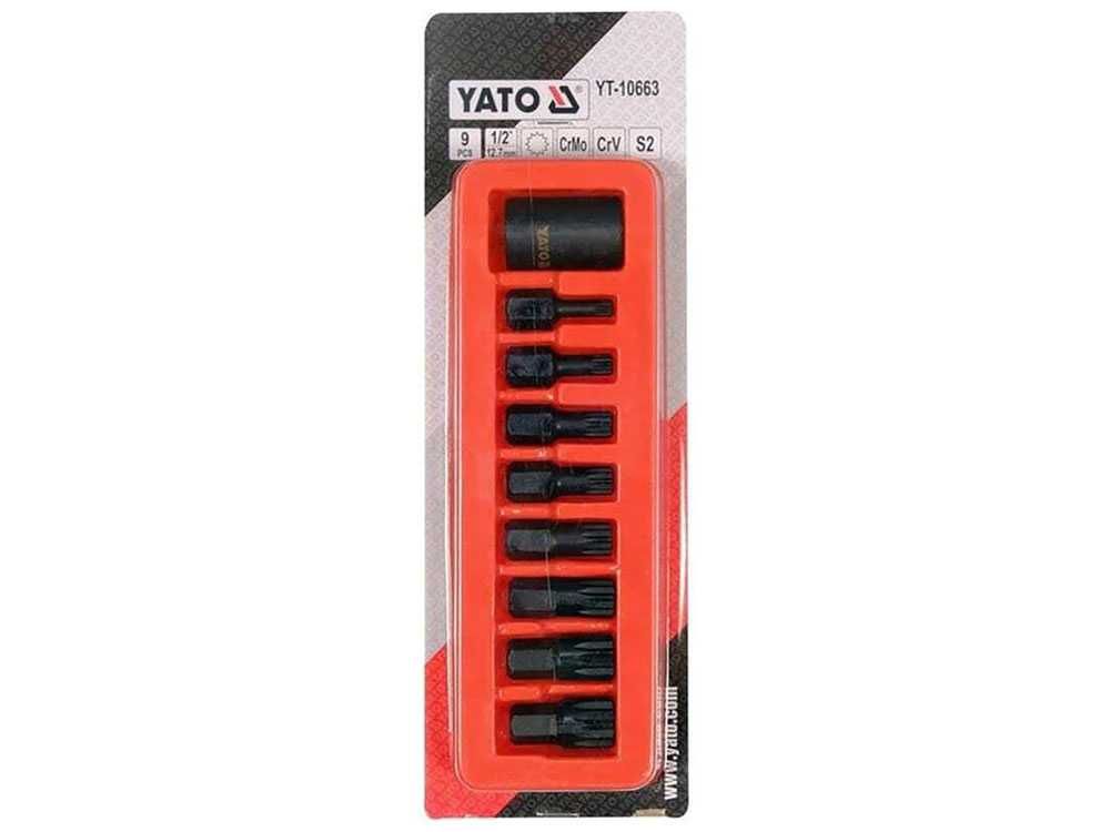 Ударни битове Yato YT 10663 многостен с държач 1/2", M6-M18, 9 части