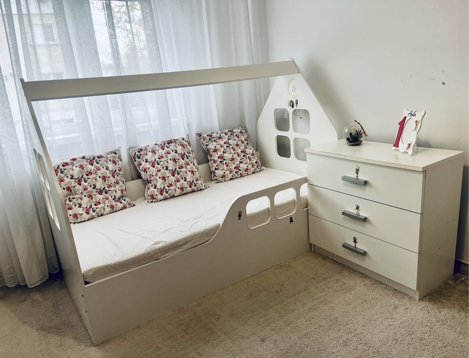 VAND PAT casuta alb lucios+somiera+saltea