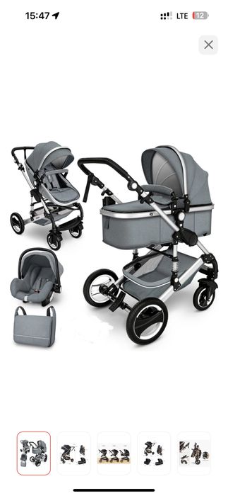 Коляска универсальная 3 в 1 PEGAS PG-Q3, серый