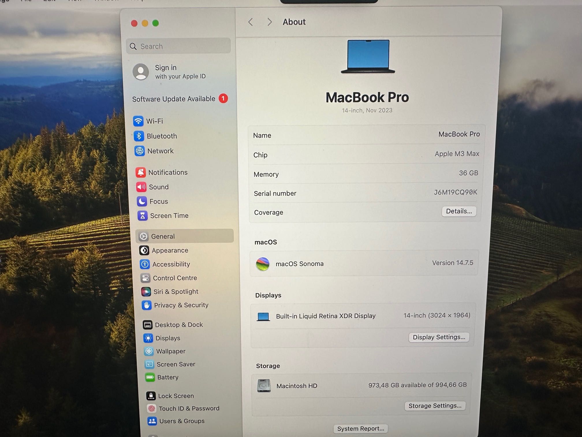MacBook Pro 14" M3 MAX 14-CPU, 30-GPU, 36GB RAM, 1TB SSD